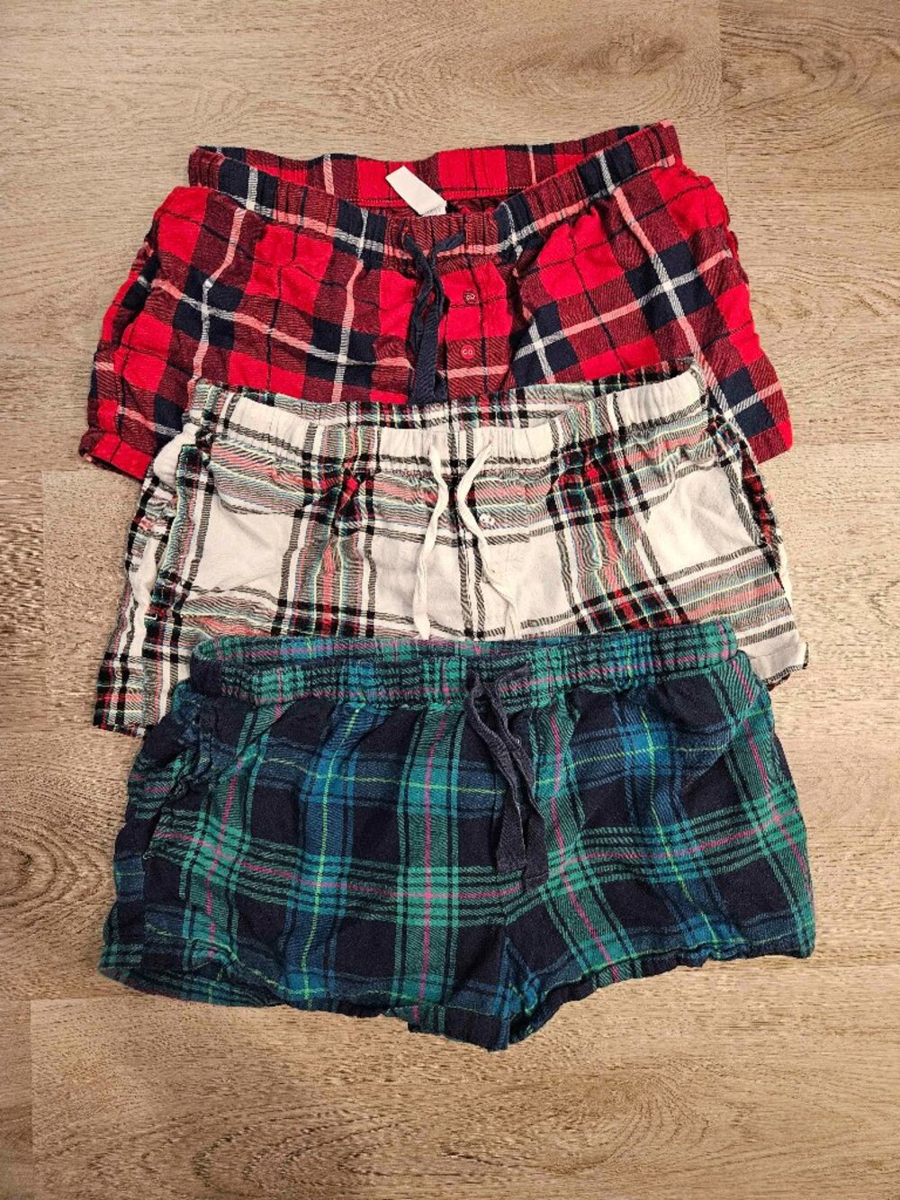 Stars Above 100% Cotton Plaid Pajama Shorts, Set of 3, Size Small